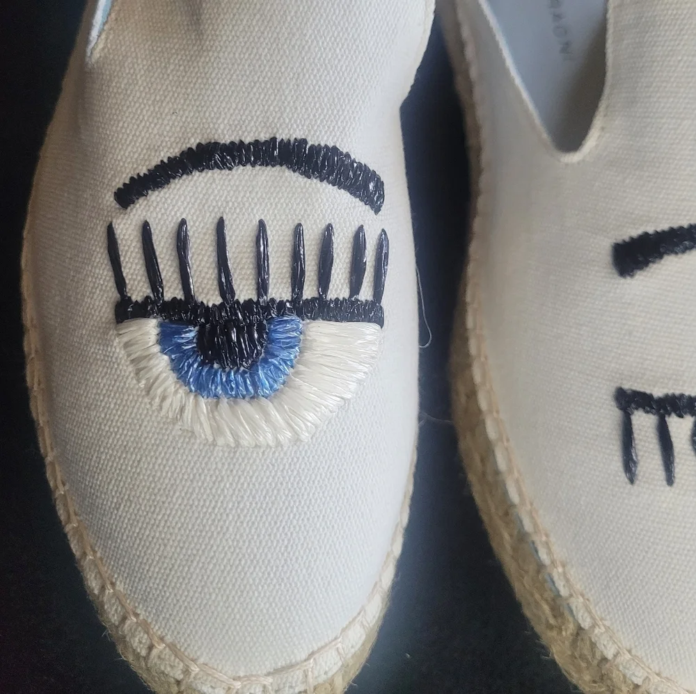 Chiara Ferragni Cream and Black‎ Espadrilles. Sz 40. New In Box